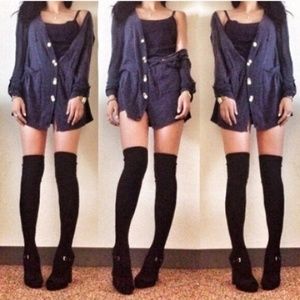 Thigh High Over Knee Black Tights Socks Pantyhose