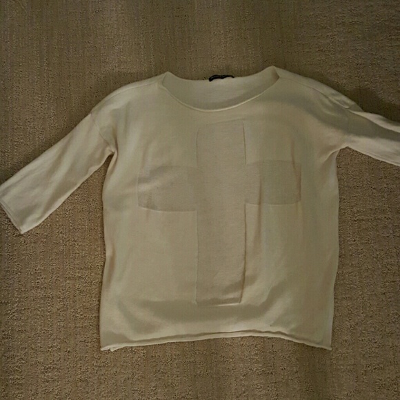 Brandy Melville White Sheer Cross Top