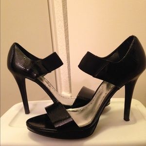 Black open toe heels
