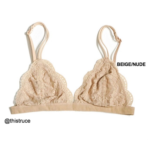 Sexy Beige Cream Dainty Delicate Eyelash Lace Bra