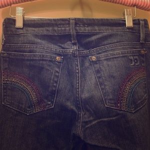 Rainbow rhinestone pocket Joe's Provacateur jeans