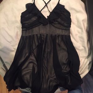 ANGL Black Ruffle Flowey Dress