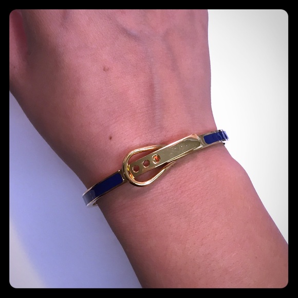 Gold and blue belt buckle bracelet