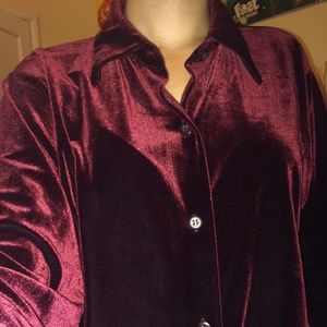 Vintage Velvet Burgundy button up Shirt