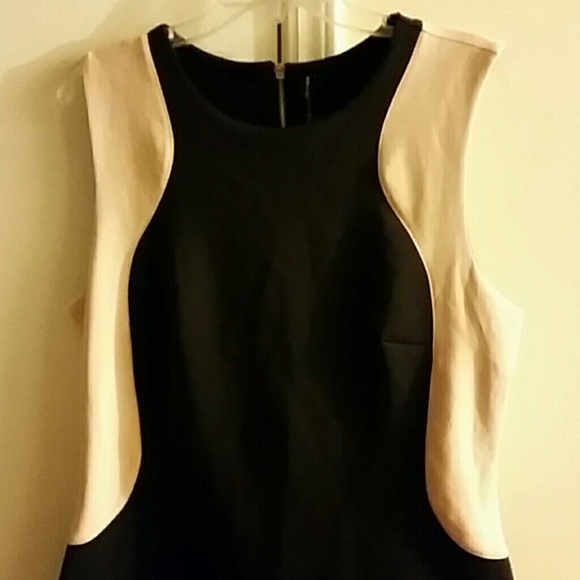 Sexy Black and Tan Scuba Dress - Picture 2 of 3