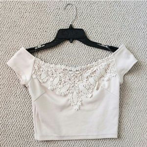 crop top with lace detail