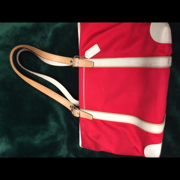 COACH red canvas purse