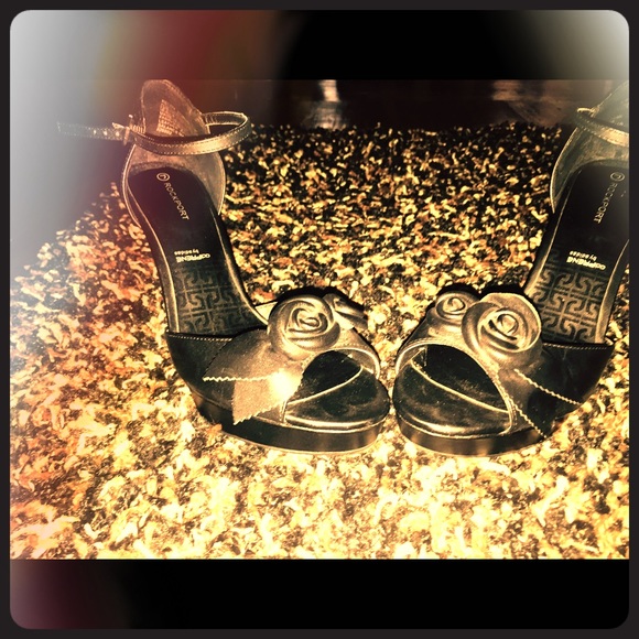 Black open toe heels