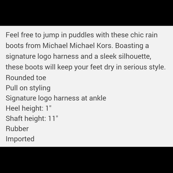 SOLD........Michael Kors Fulton Harness Rain Boots - Picture 2 of 2