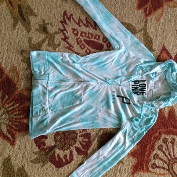 Blue tie die zip up hoodie