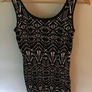 Sheer black tribal printed dress. NEVER WORN.