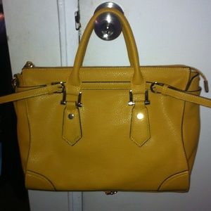Mustard yellow satchel handbag w/ strap