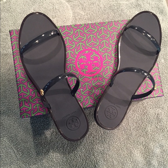 Tory burch jelly sandals navy size 10 NIB