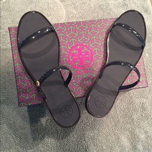 Tory burch jelly sandals navy size 10 NIB