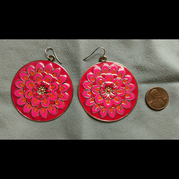 Pink & Orange Medallion Earrings