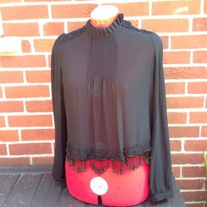 Michael Kors embroidered black crop top beaded