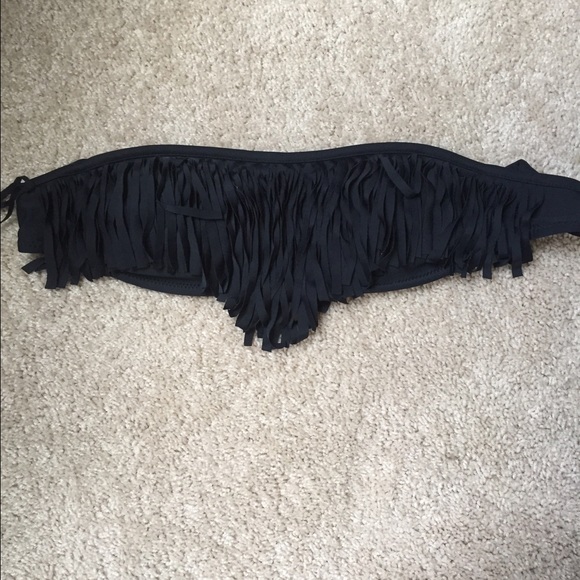 Black fringe bathing suit top