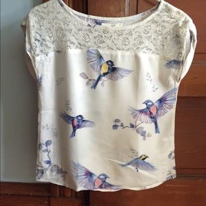 💐SOLD💐 Bluebird summer shirt with lace front