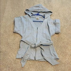 Grey Hooded Zip-up with Short Sleeves