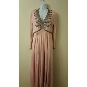 Soft pink floor length gown with crystal detail