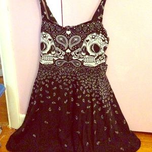 Hot Topic bandanna sugar skull dress cage back