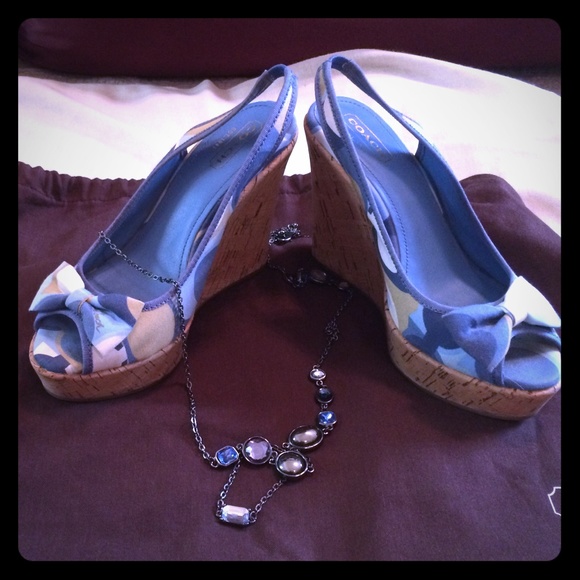 Blue print Coach Wedges