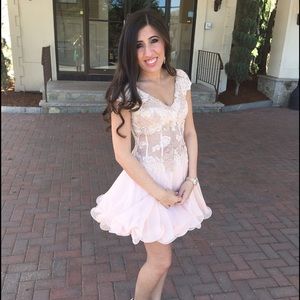 JOVANI blush pink lace corset cocktail dress size2