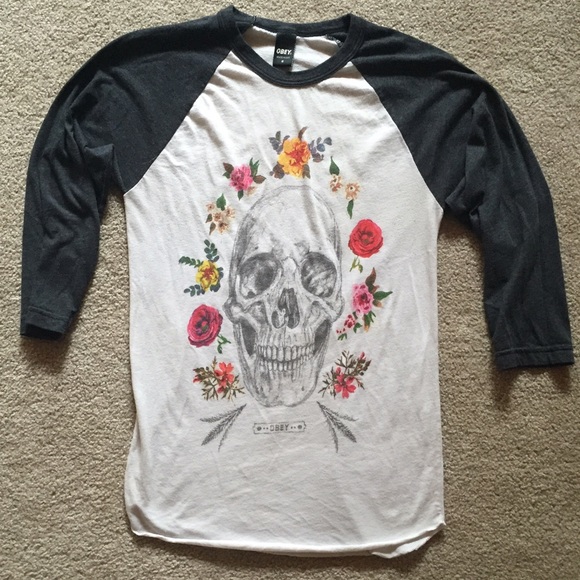 Obey Flowers and Skull top