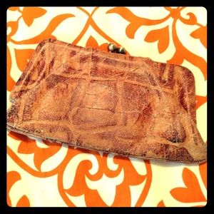 HOBO leather giraffe print clutch wallet