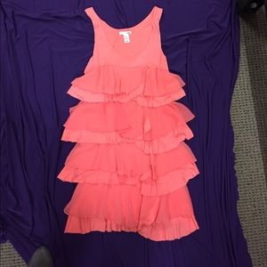 Coral ruffled dress