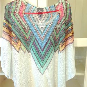 Plus Size - Multicolored Sheer Top