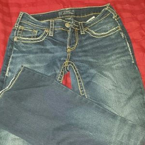 Aiko boot cut silver jeans