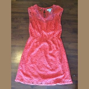 Coral lace dress