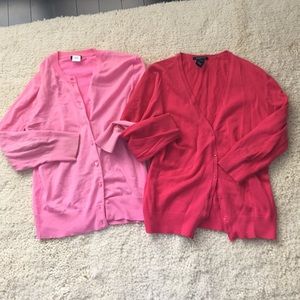 2 pink cardigans