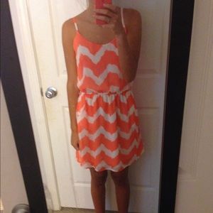 Bright coral chevron dress size small