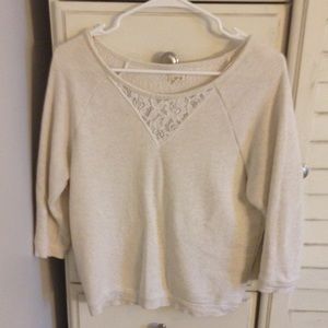 Cream lace trimmed aerie sweatshirt