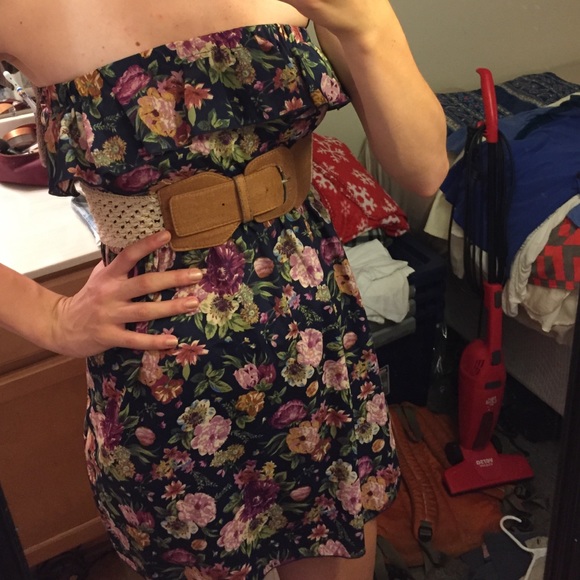 Strapless floral dress