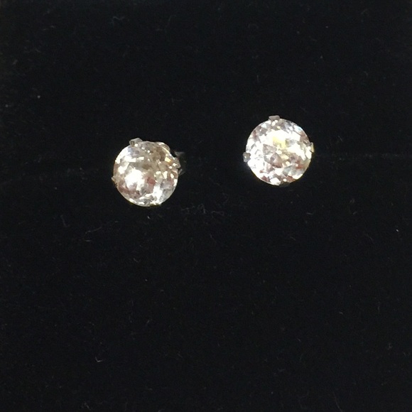 SOLD! 2 CTTW White Topaz Sterling Silver Earrings - Picture 2 of 4