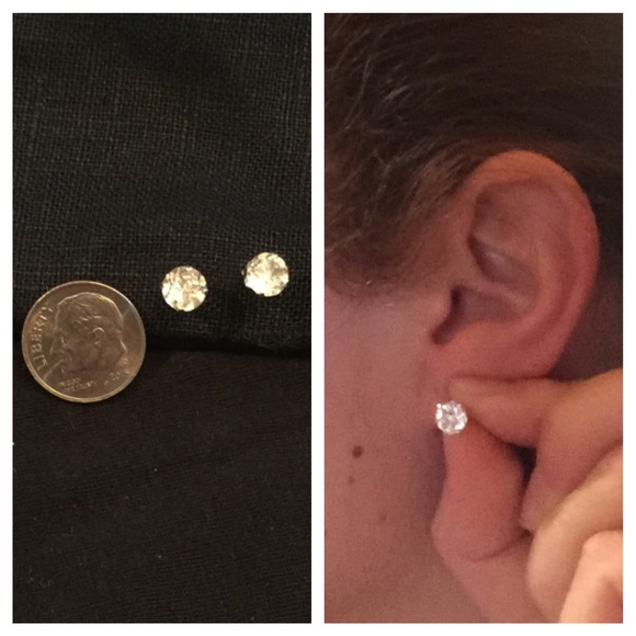 SOLD! 2 CTTW White Topaz Sterling Silver Earrings - Picture 4 of 4