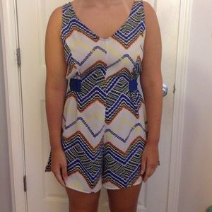 Large blue and white printed romper