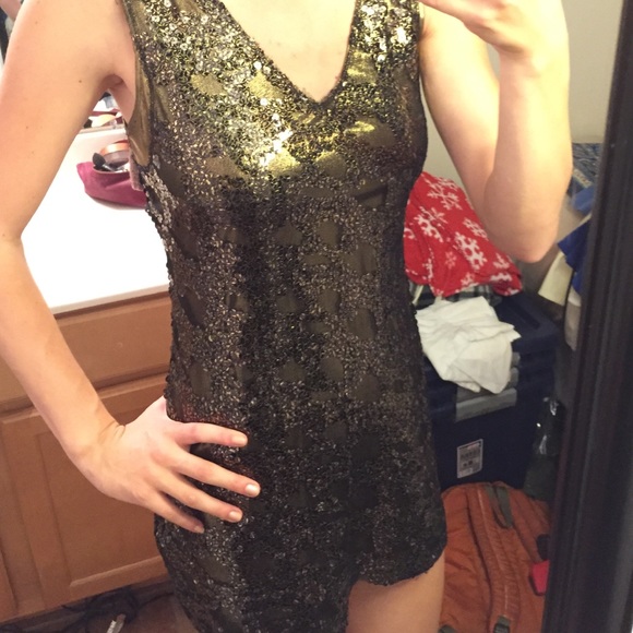 Gold, sequin dress