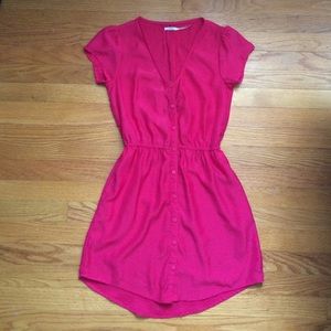 Pink Cap Sleeve Button-Down Dress
