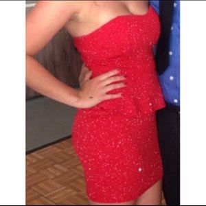 ♦️Red Sparkly Peplum Dress♦️