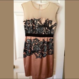Champagne silk/mesh cocktail dress