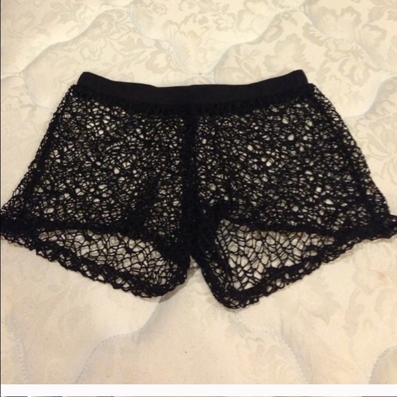 Black crochet shorts