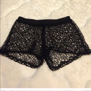 Black crochet shorts