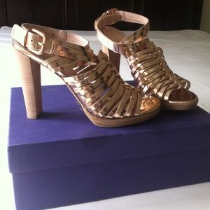 Stuart Weitzman Arriba ankle-wrap rose-gold sandal