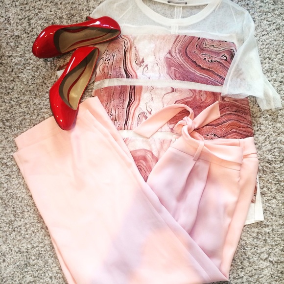 Pink & white Zara top