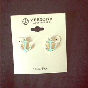 Teal Anchor Earrings