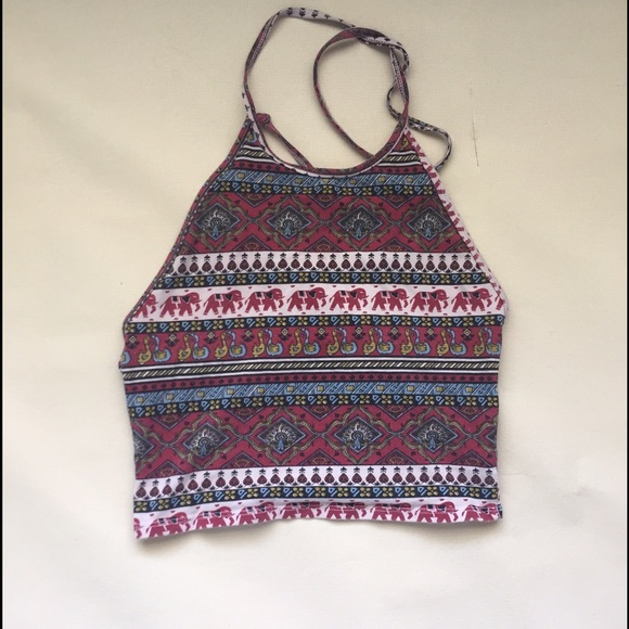 printed halter crop top